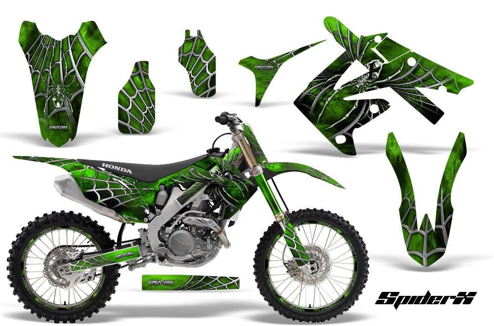 Honda CRF250 10-12 CRF450 09-12 Graphics Kit SpiderX Green BB NP Rims